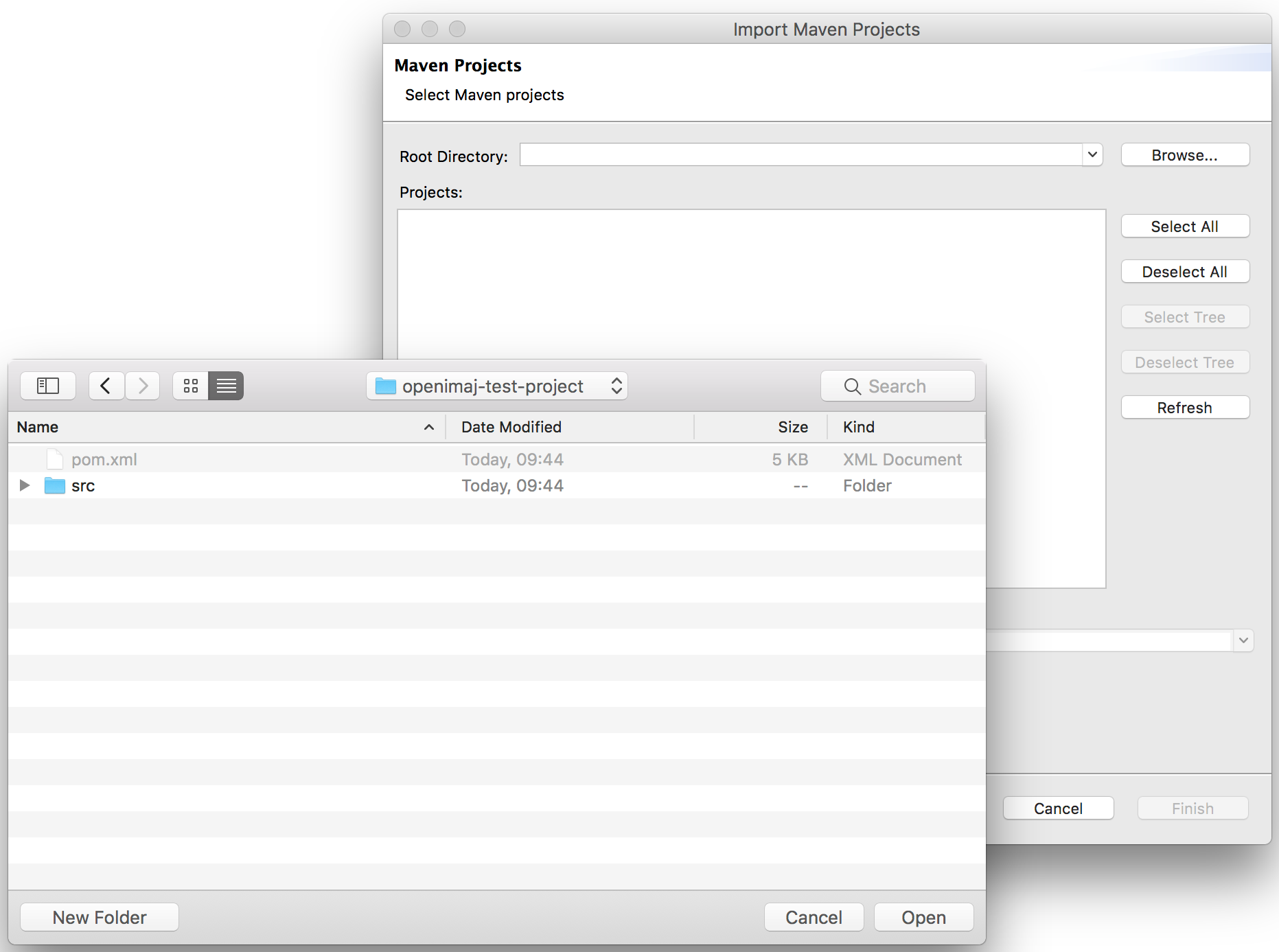 Browsing for a Maven project