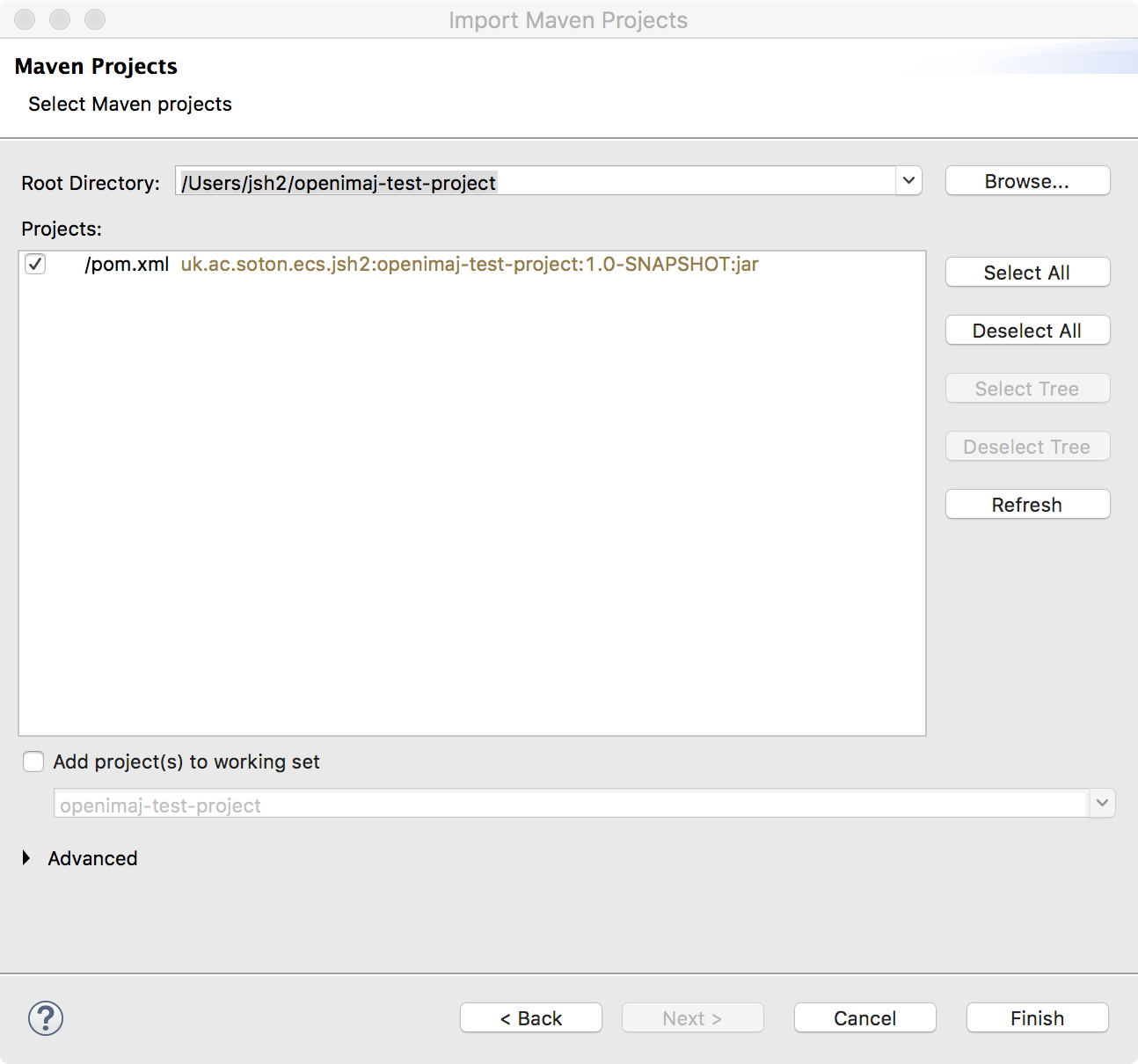 Finishing Maven import